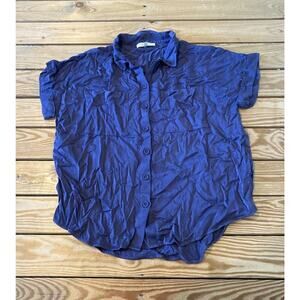 Side Stitch Button Up Shirt Size Small Women’s Purple Short Sleeve